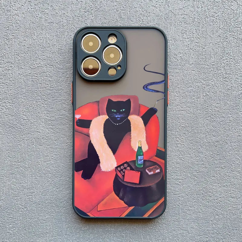Funny Cat Phone Case for iPhone 11 12 13 14 15 16 17 Pro Max