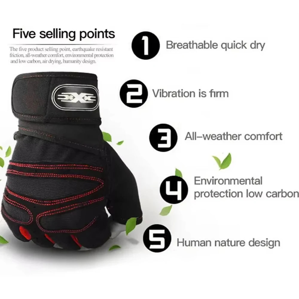 Workout Gloves Half Finger Wrist Wrap Gym Cycling Weight Training