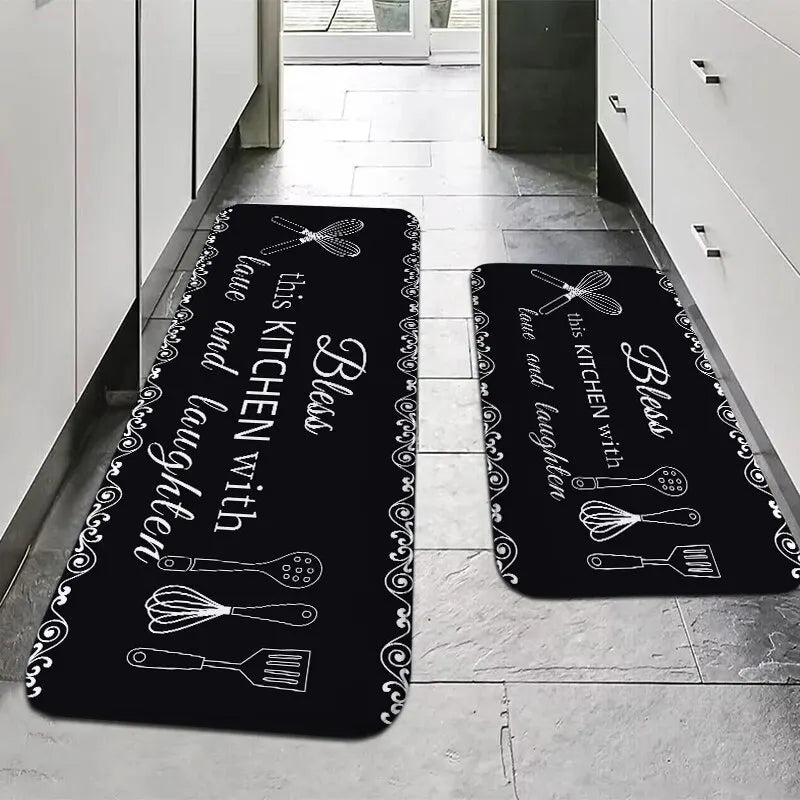 VIKAMA Kitchen Floor Mat Non-Slip Absorbent Decorative Sink Carpet Rug