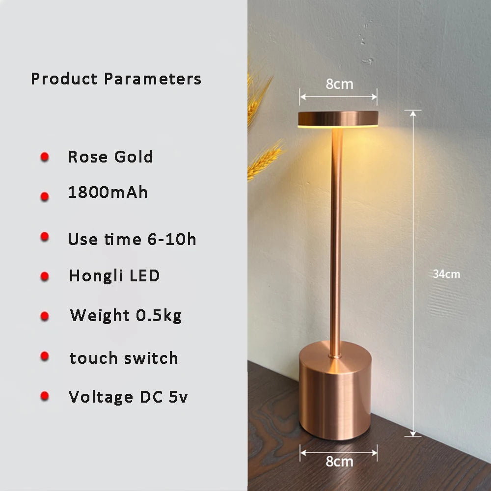 Rechargeable LED Table Lamp for Bedroom & Restaurant Décor