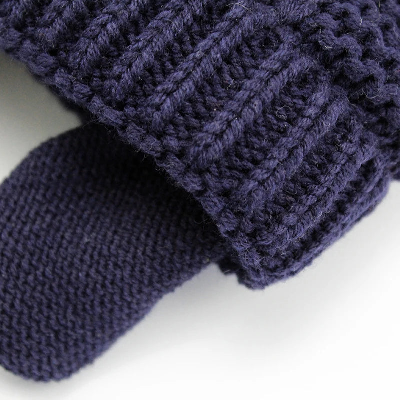 Winter Baby Hat & Gloves Set Warm Fleece Knitted Cap