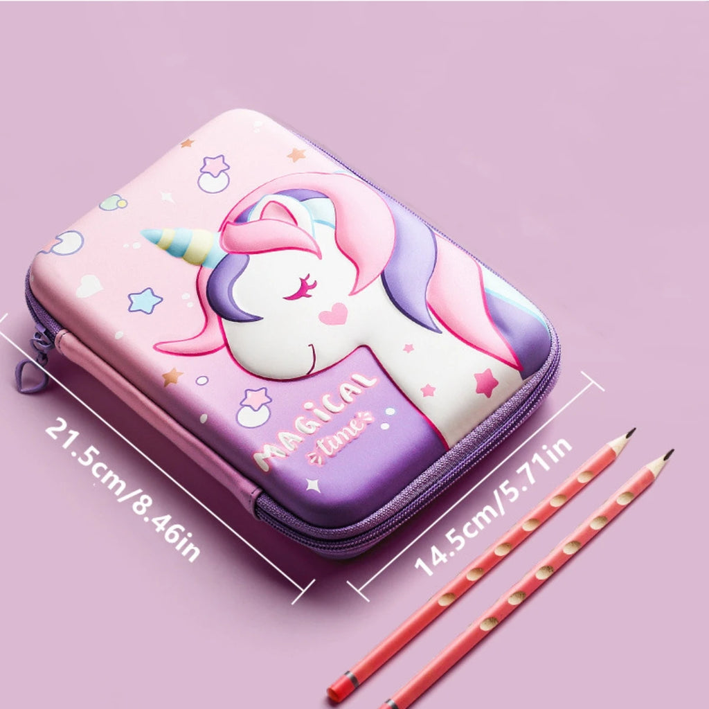 3D Unicorn Pencil Case Cute EVA Cartoon Stationery Box for Girls