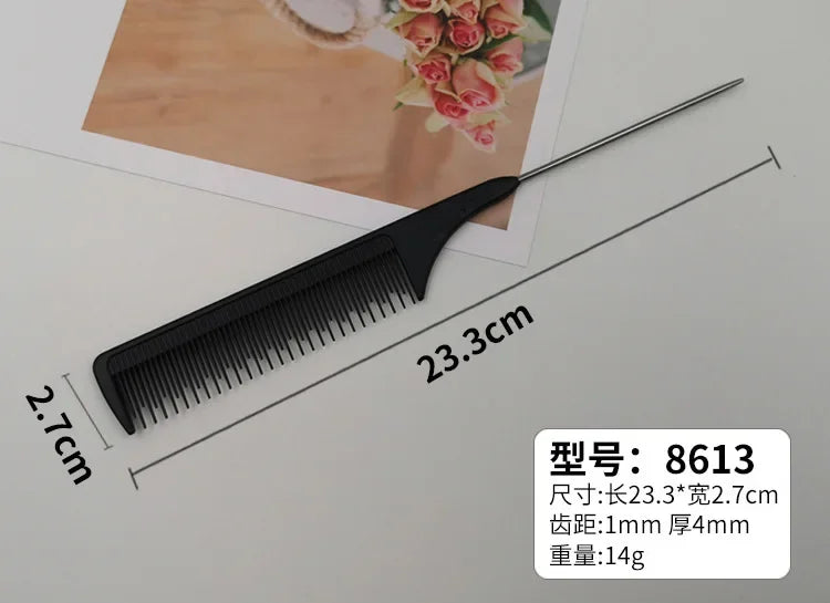 Rat Tail Comb | Fine Tooth Stainless Steel Salon Comb