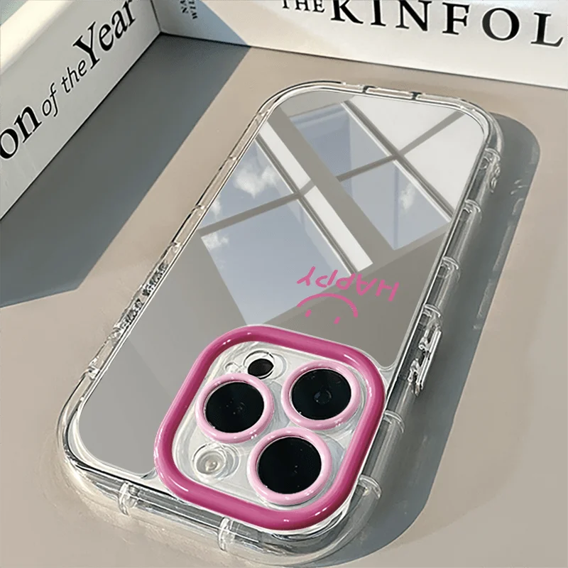 Minimalist Smile Mirror Case for iPhone 17 16 15 14 13 12 11 Pro Max