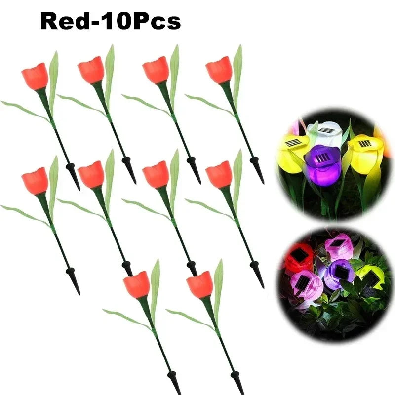 Solar Tulip Rose Flower Lights for Waterproof Garden Decor