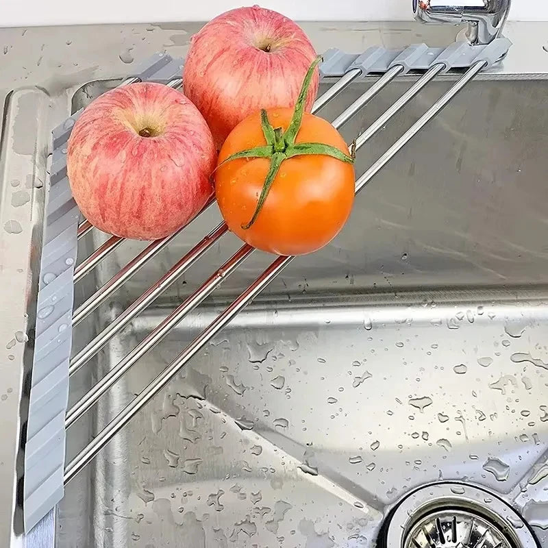 Roll-Up Triangle Dish Drying Rack Foldable Sink Corner Organizer