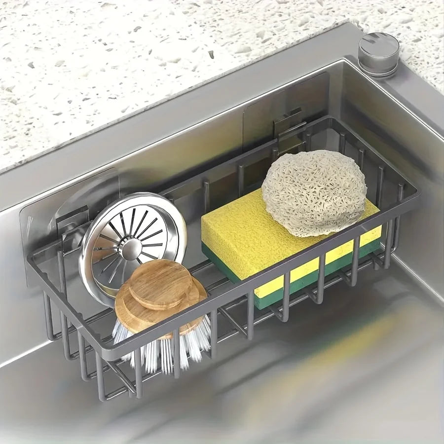 Kitchen Sink Organizer No-Drill Sponge & Brush Storage Rack