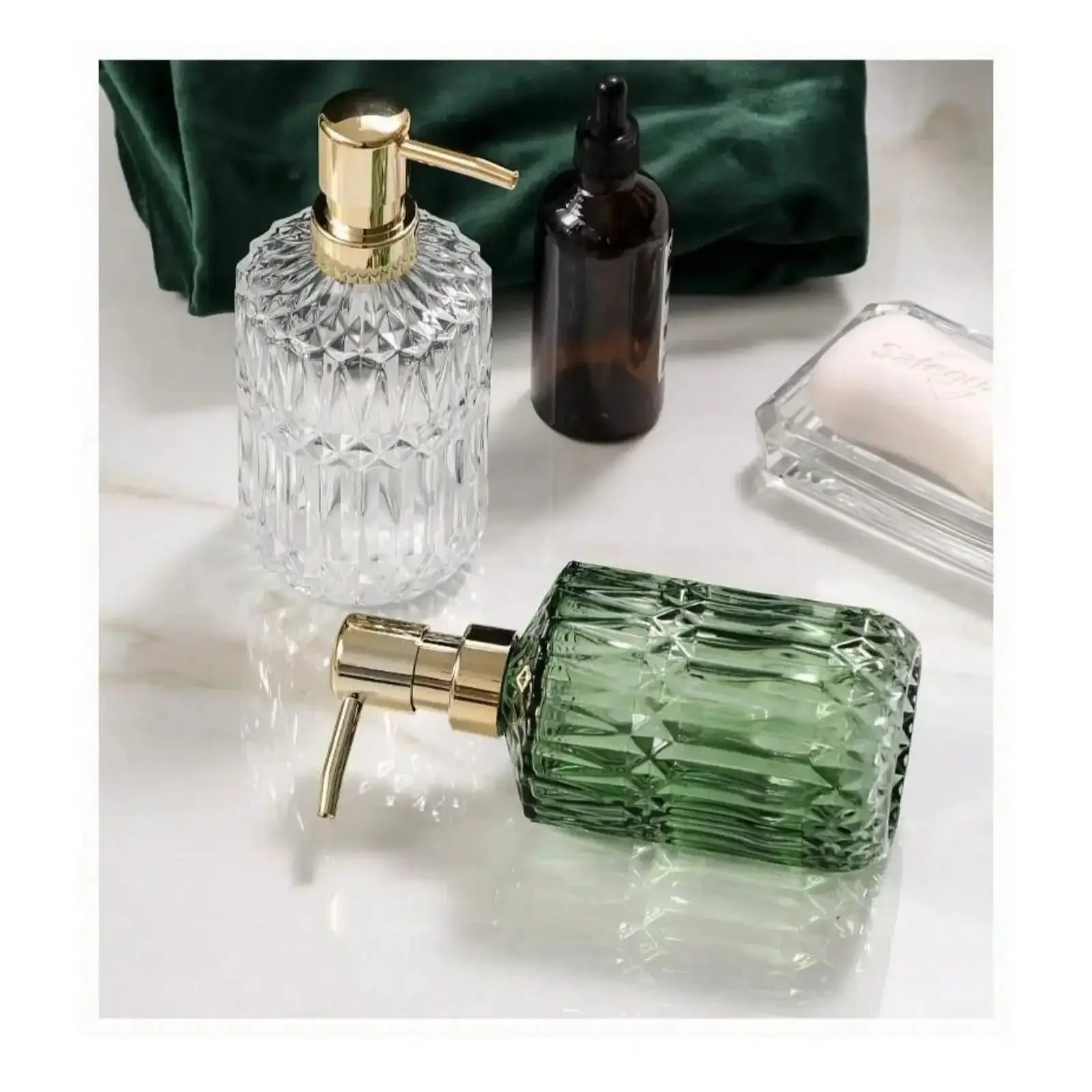 400ML Clear Glass Soap Dispenser Refillable Hand Wash & Sanitizer Bottle Secondary image