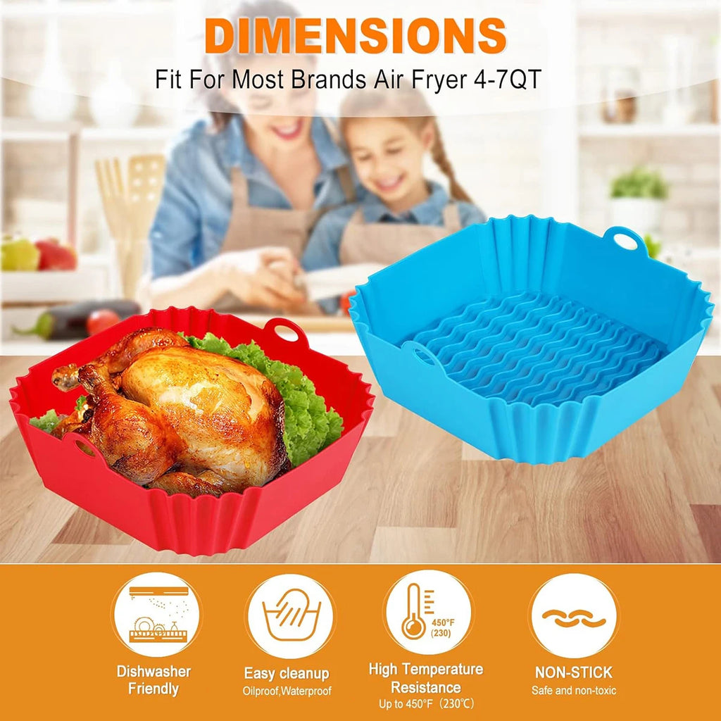 Air Fryer Silicone Liners Reusable Non-Stick Basket & Pizza Baking Tray