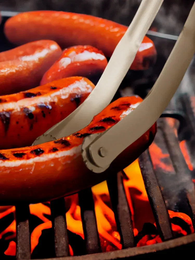 BBQ Sausage Tongs UK Stainless Steel Grill Cooking Tongs