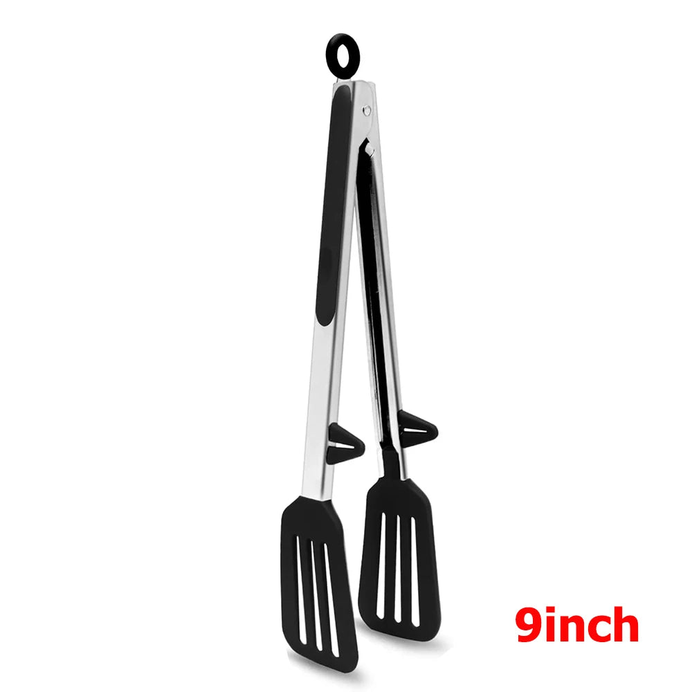 LMETJMA Silicone Kitchen Tongs Non-Stick BBQ, Steak & Pasta Serving Tool
