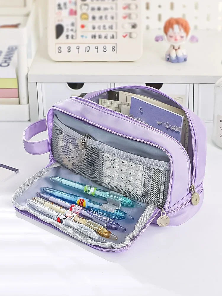 Large Capacity Pencil Case Macaron Color School Pen Bag