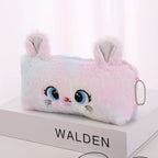 Kawaii Cat Plush Pencil Case Cute Fluffy Large Capacity Pen Bag