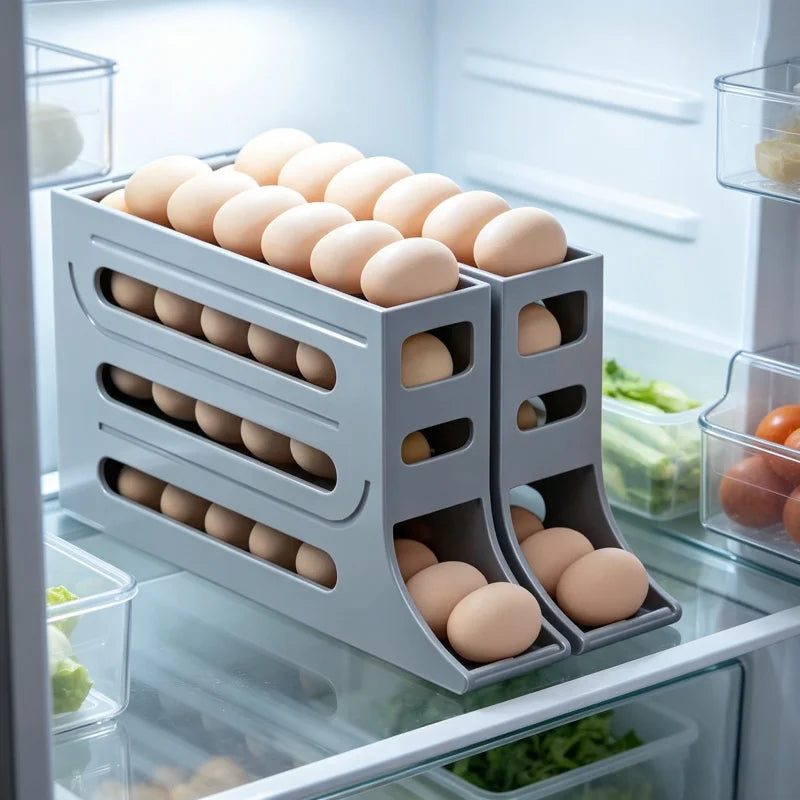 4 Layer Rolling Egg Dispenser Fridge Organizer