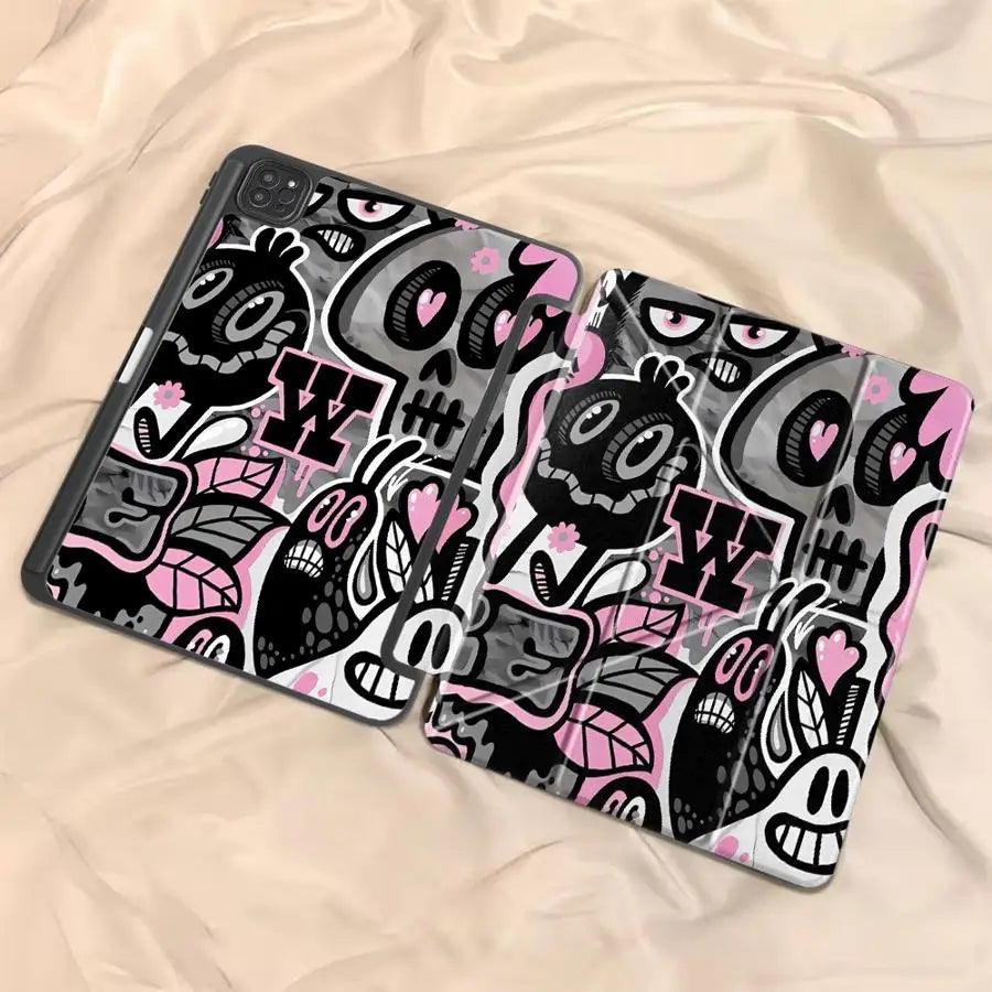Pink Graffiti Doodle Case for iPad 10th 11th Air 4 5 Pro 11 Mini 6 7