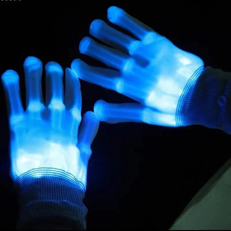Light Up Gloves Halloween Skull Costume Party Rave Glow Gloves