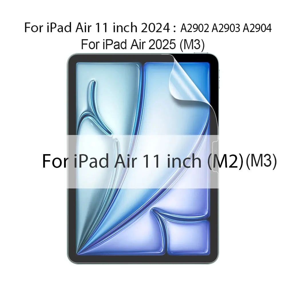 Screen protector for iPad Air models with compatibility text on a white background