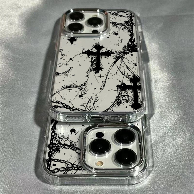 Gothic Cross Mark Clear Case for iPhone 11 12 13 14 15 16 17 Pro Max