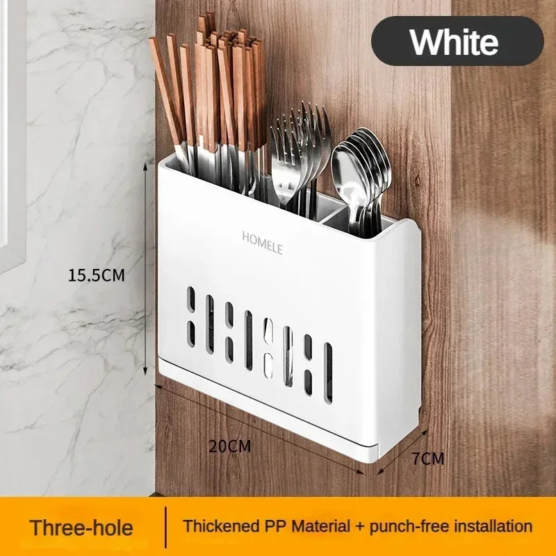 Wall Mounted Cutlery Holder Utensil Drain Rack