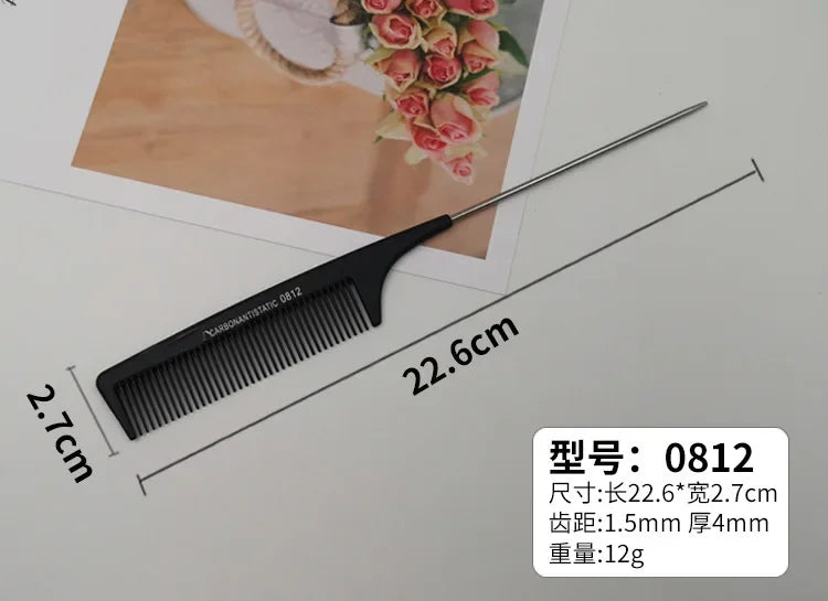 Rat Tail Comb | Fine Tooth Stainless Steel Salon Comb