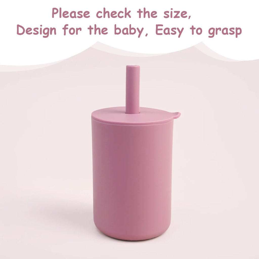 Baby Silicone Straw Cup BPA Free Toddler Water Bottle