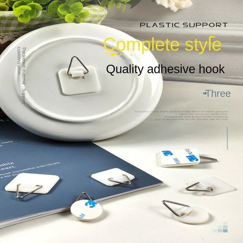 10Pcs Invisible Adhesive Plate Hangers Self-Adhesive Wall Hooks