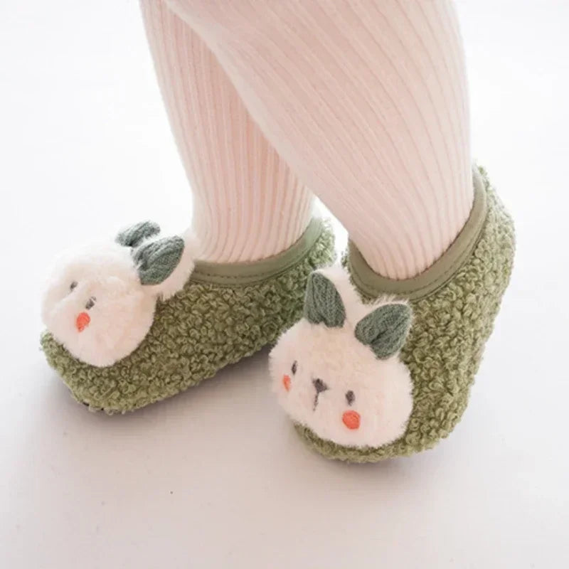 Cartoon Rabbit Baby Slippers Plush Warm Anti-Slip Toddler Shoes