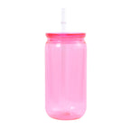 16oz Colorful Plastic Cup with Straw Reusable Drink Tumbler