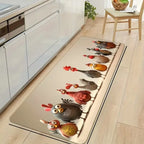 Funny Chicken Kitchen Mat Non-Slip Machine Washable Rug Decor