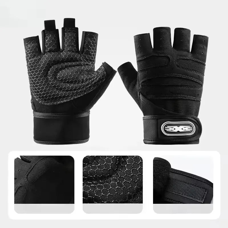 Fingerless Wrist Support Gloves Gym Cycling Fitness Anti Slip Gloves
