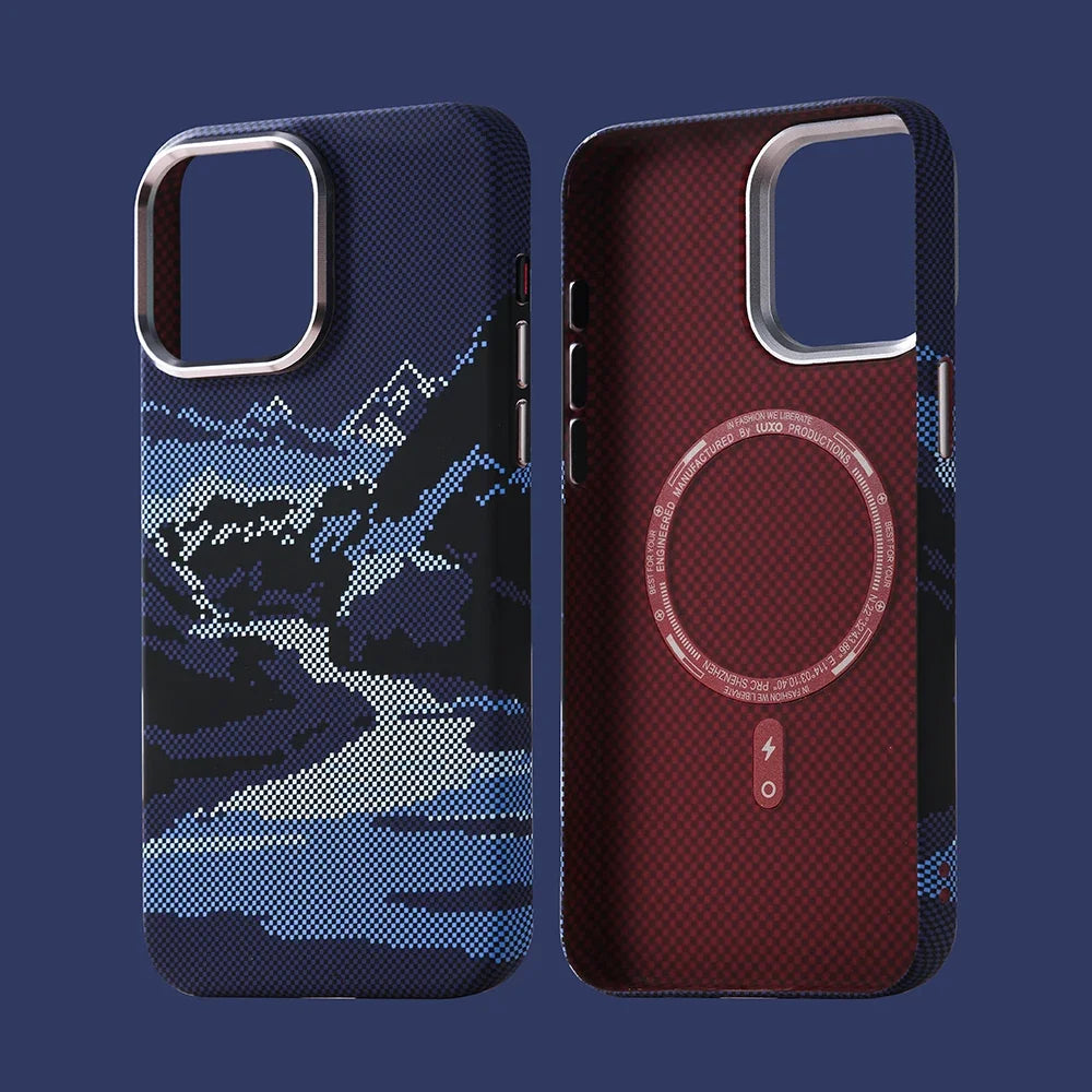 MagSafe Abstract Landscape Phone Case for iPhone 14 15 16 17 Pro Max