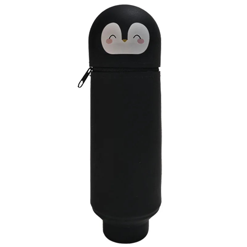 Cute Animal Silicone Pencil Case 2-in-1 Zipper Pen Pouch