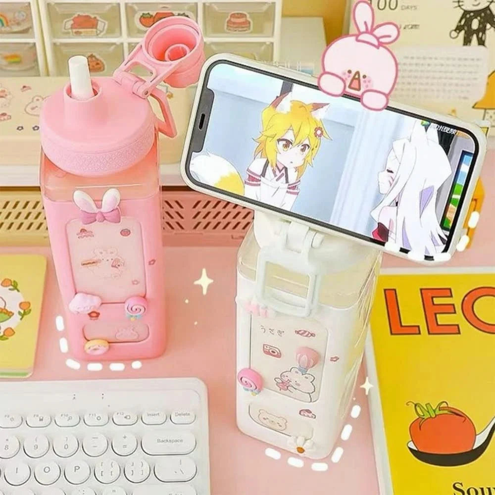 Kawaii Shaker Water Bottle with Straw BPA Free Cup
