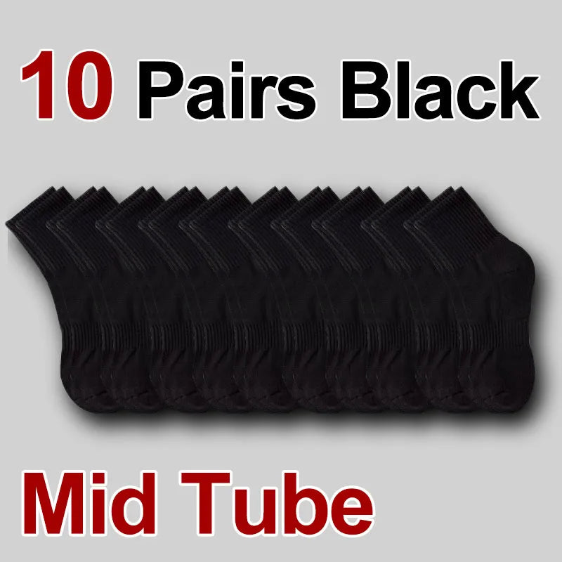 5/10/20 Pairs Solid Crew Socks Breathable Sweat-Absorbing All Season