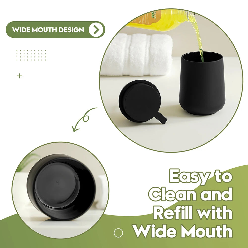 Matte Black Liquid Soap Dispenser 11oz Modern Bathroom & Kitchen Pump Bottle