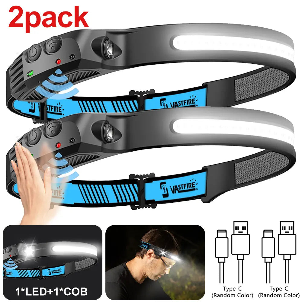 USB Rechargeable Induction COB LED Headlamp Waterproof