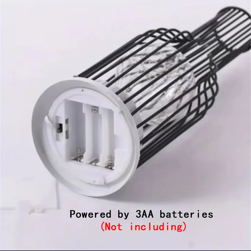 Iron Wire Cage LED Night Light for Bedroom & Living Room