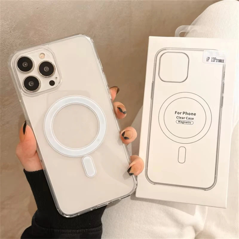MagSafe Clear Magnetic Case for iPhone 11 12 13 14 15 16 Pro Max