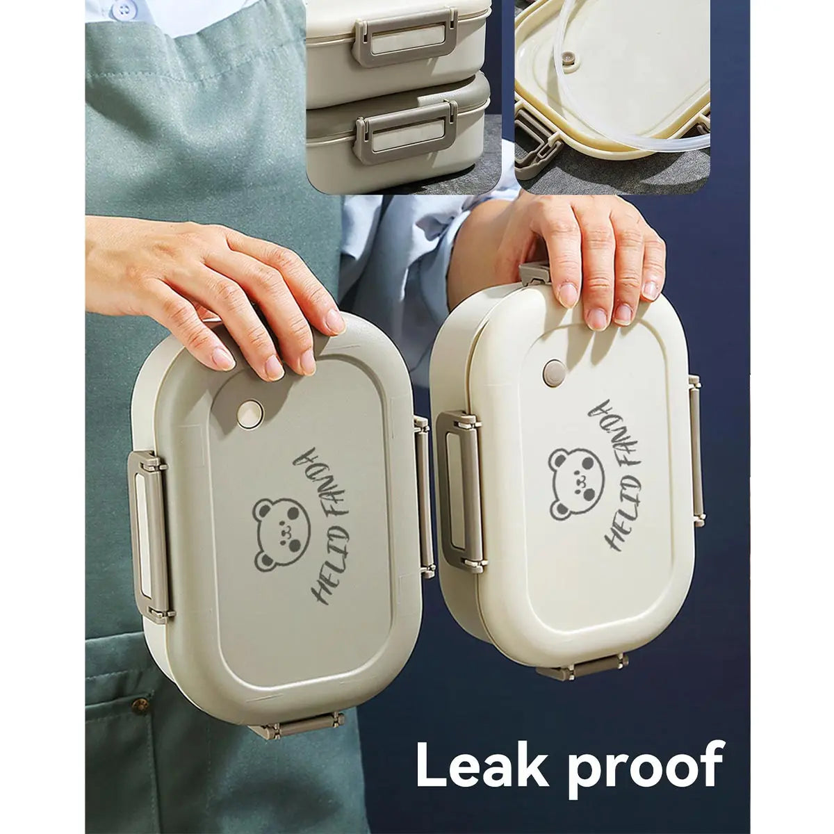 WORTHBUY 800ML Lunch Box Removable 3 Compartment Microwave Bento Box