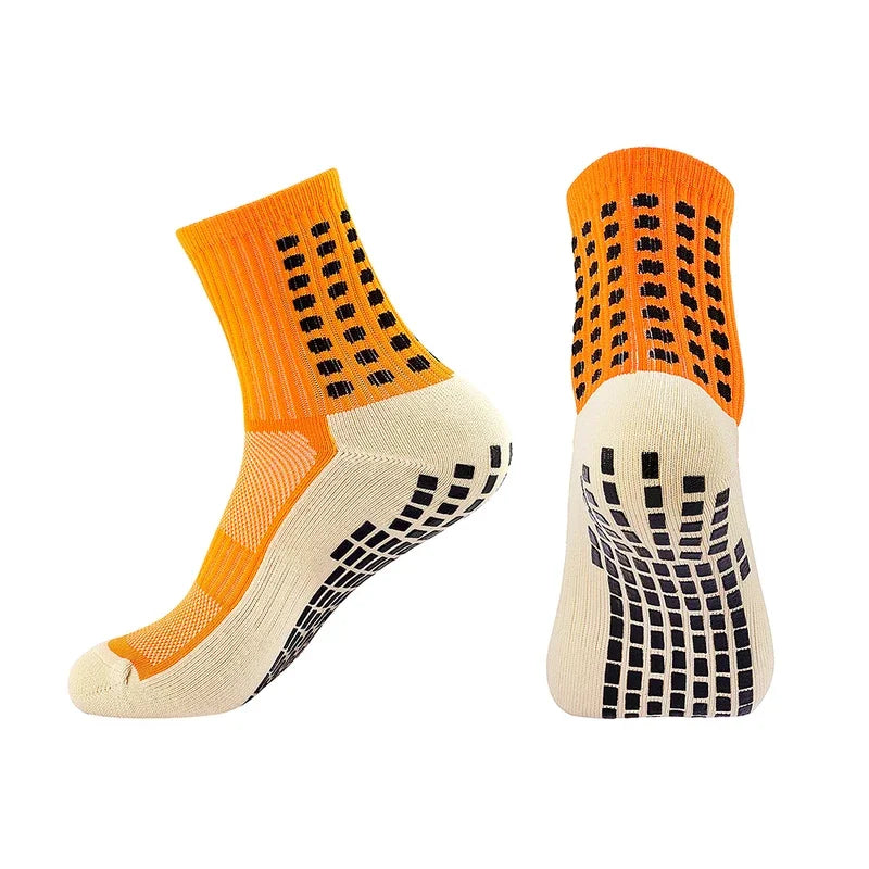 Men Non Slip Grip Football Socks Mid Calf Anti Slip Sports Running