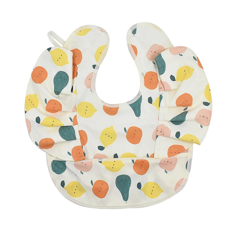 Waterproof Baby Bib with Pocket Soft PU Feeding Bib for Kids