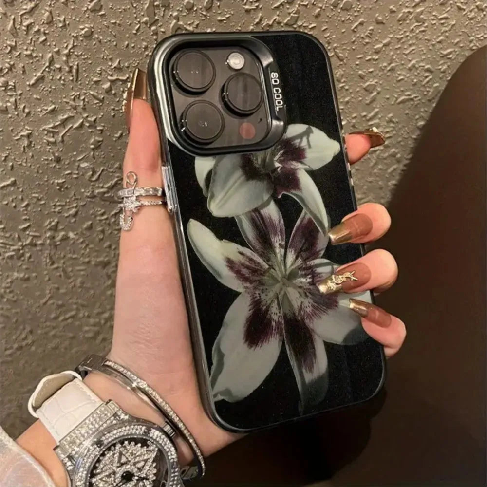 Lily Flower Painting Case for iPhone 11 12 13 14 15 16 17 Pro Max
