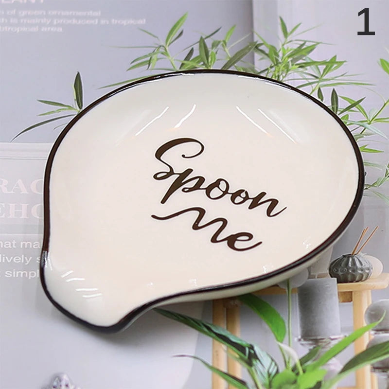 Ceramic Spoon Rest White Utensil Holder