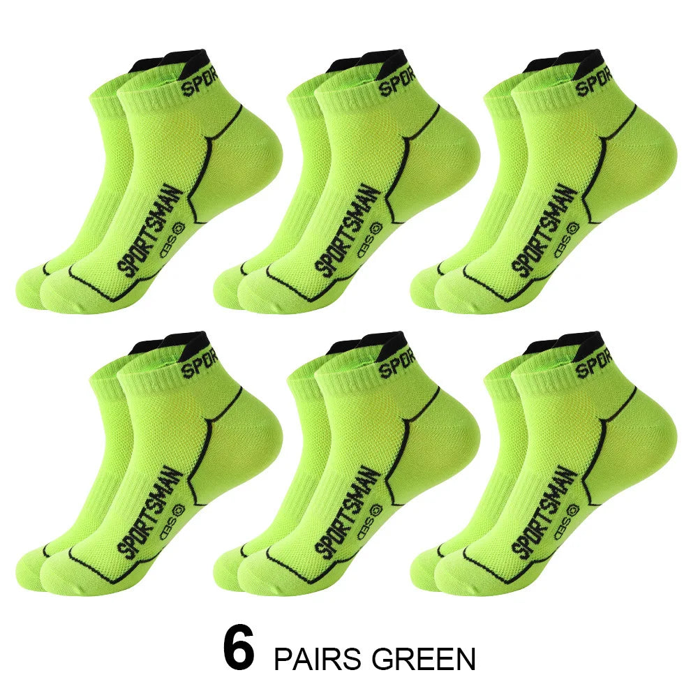 Breathable Basketball Socks Men 6 Pairs Sweat Absorbent Mesh Running