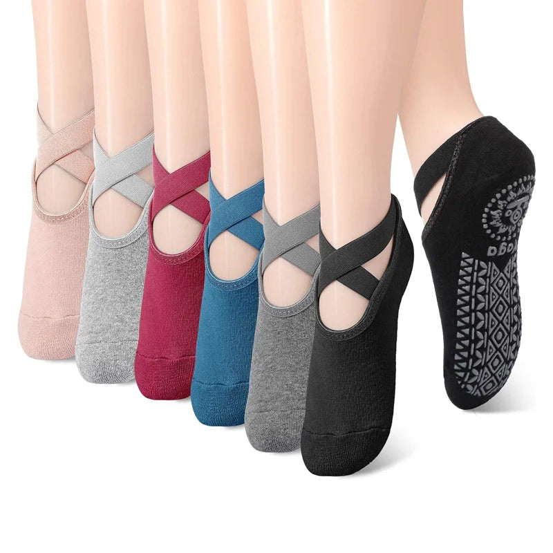 Women Non Slip Yoga Grip Socks Pilates Ballet Dance Cotton Sport