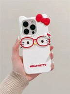 3D Glasses Cat Silicone Case for iPhone 11 12 13 14 15 16 17 Pro Max