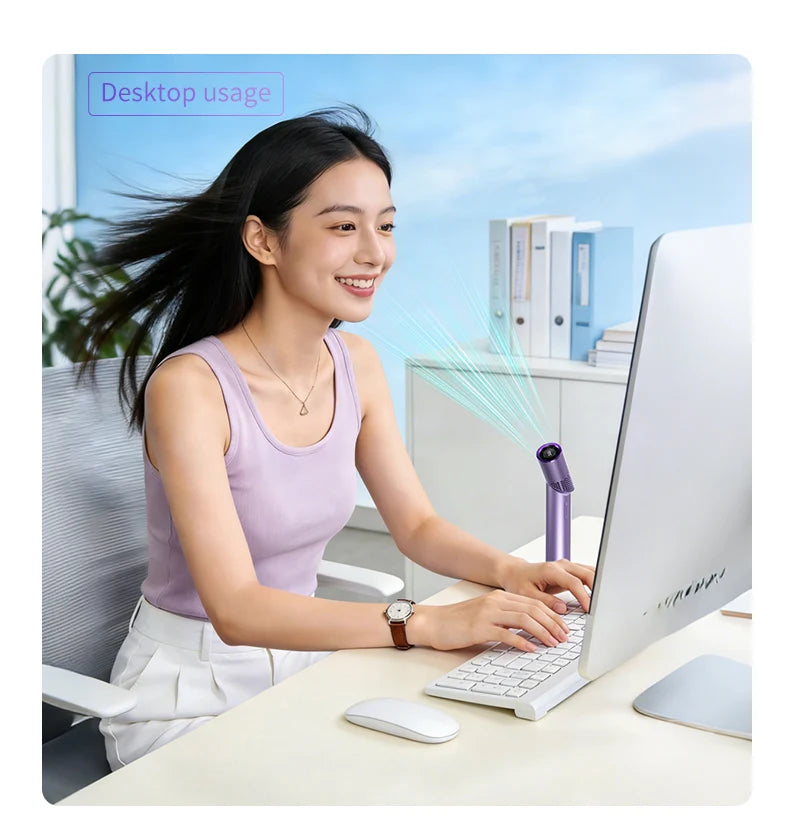 Folding Lipstick Mini Handheld Fan USB Neck Fan