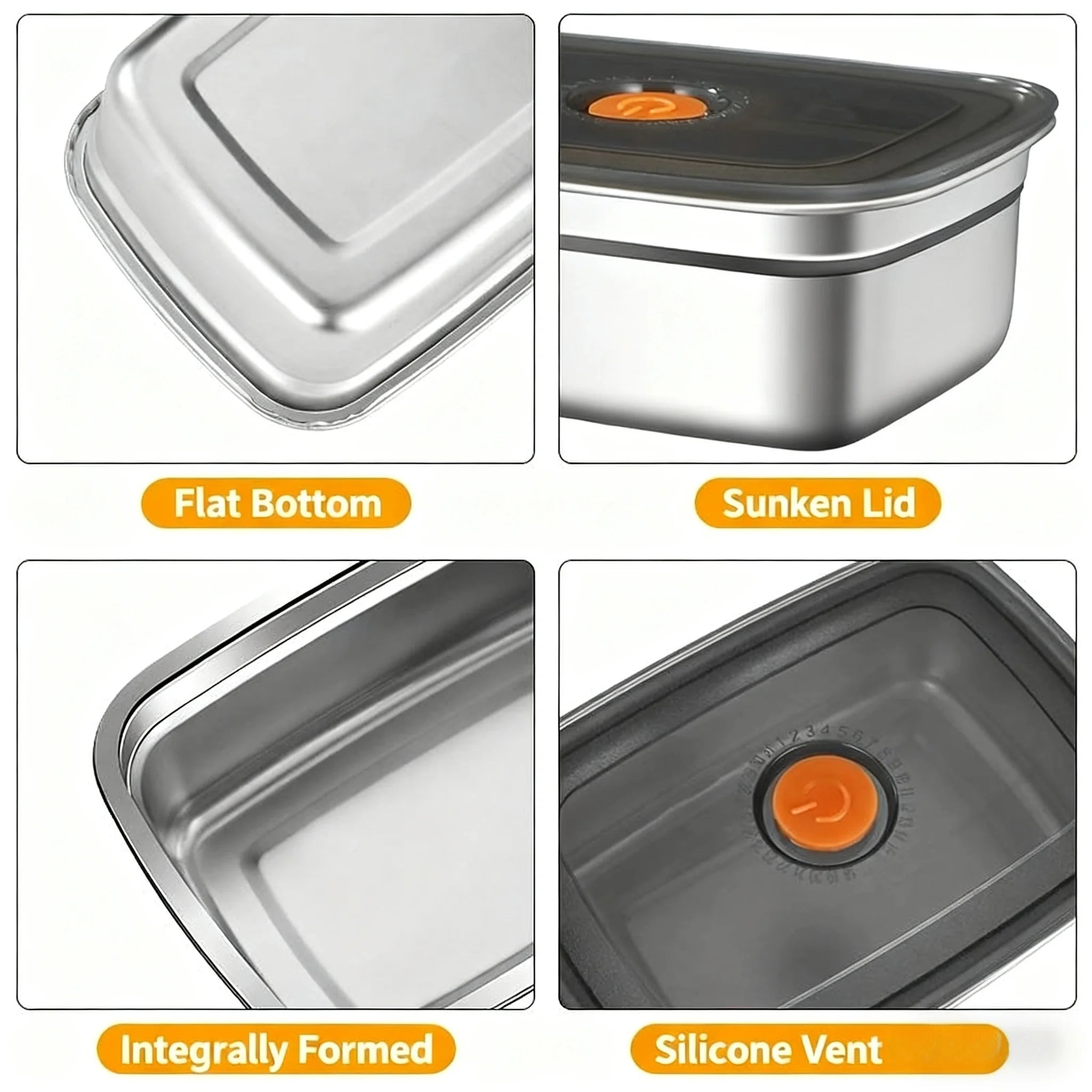 Stainless Steel Camping Lunch Box Leakproof Large Capacity Bento Box