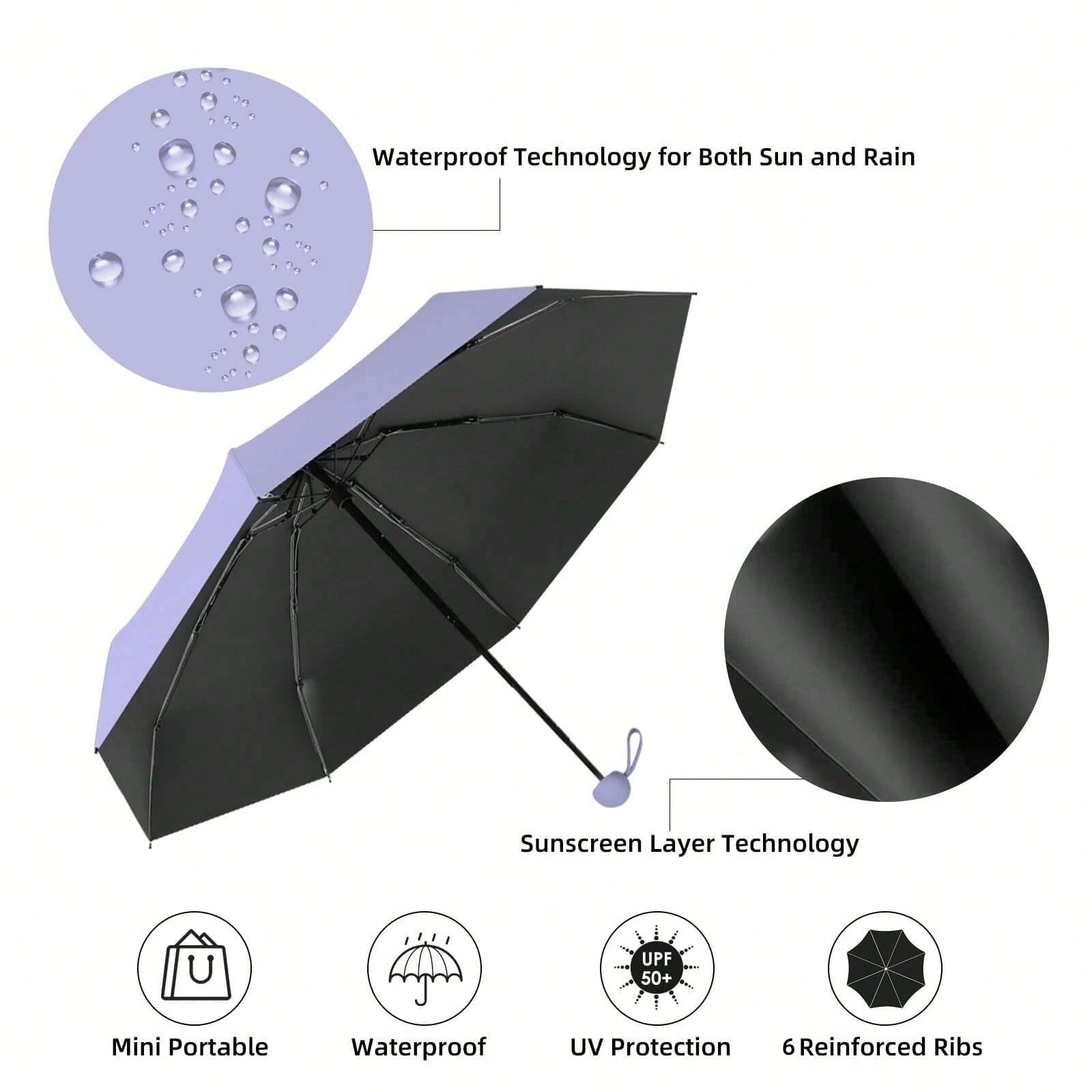 Buy Anti-UV Mini Umbrella with 6 Reinforced Ribs