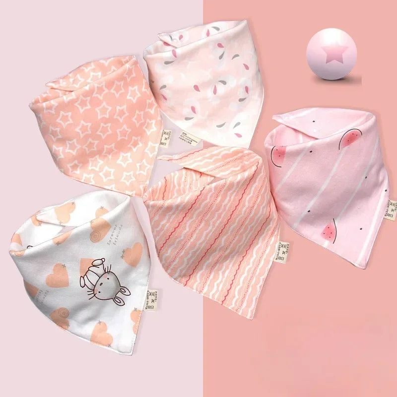 5PCS Baby Bandana Bibs Cotton Saliva Towel Waterproof Scarf